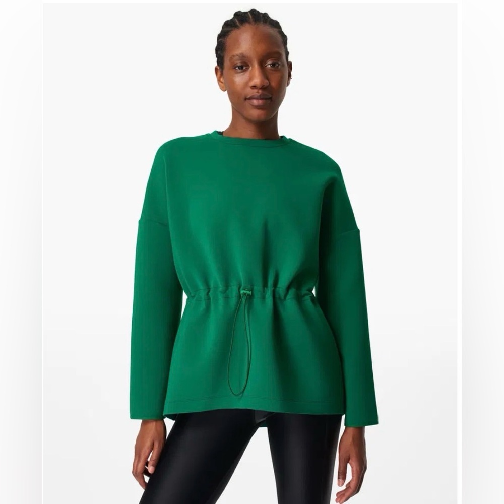 Sweaty Betty Grace Scuba Crew Neck Sweatshirt Emerald Green Small